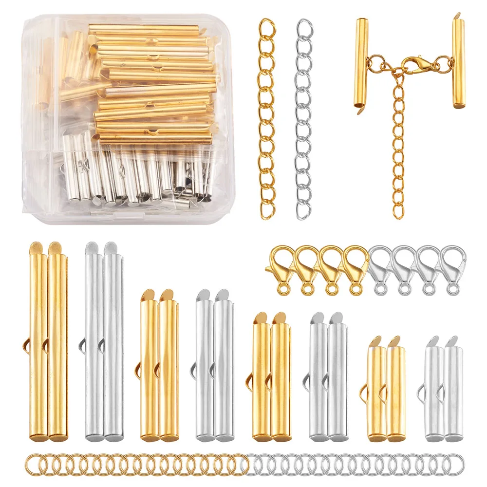 

Crimp End Beads Beading Slide On End Clasp Buckles Tubes Extender End Chains Jump Rings Lobster Claw Clasps DIY Jewelry Making