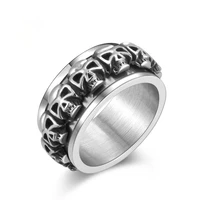 megin d stainless steel titanium rotatable spinning skull skeleton vintage punk rings for men women couple friends gift jewelry