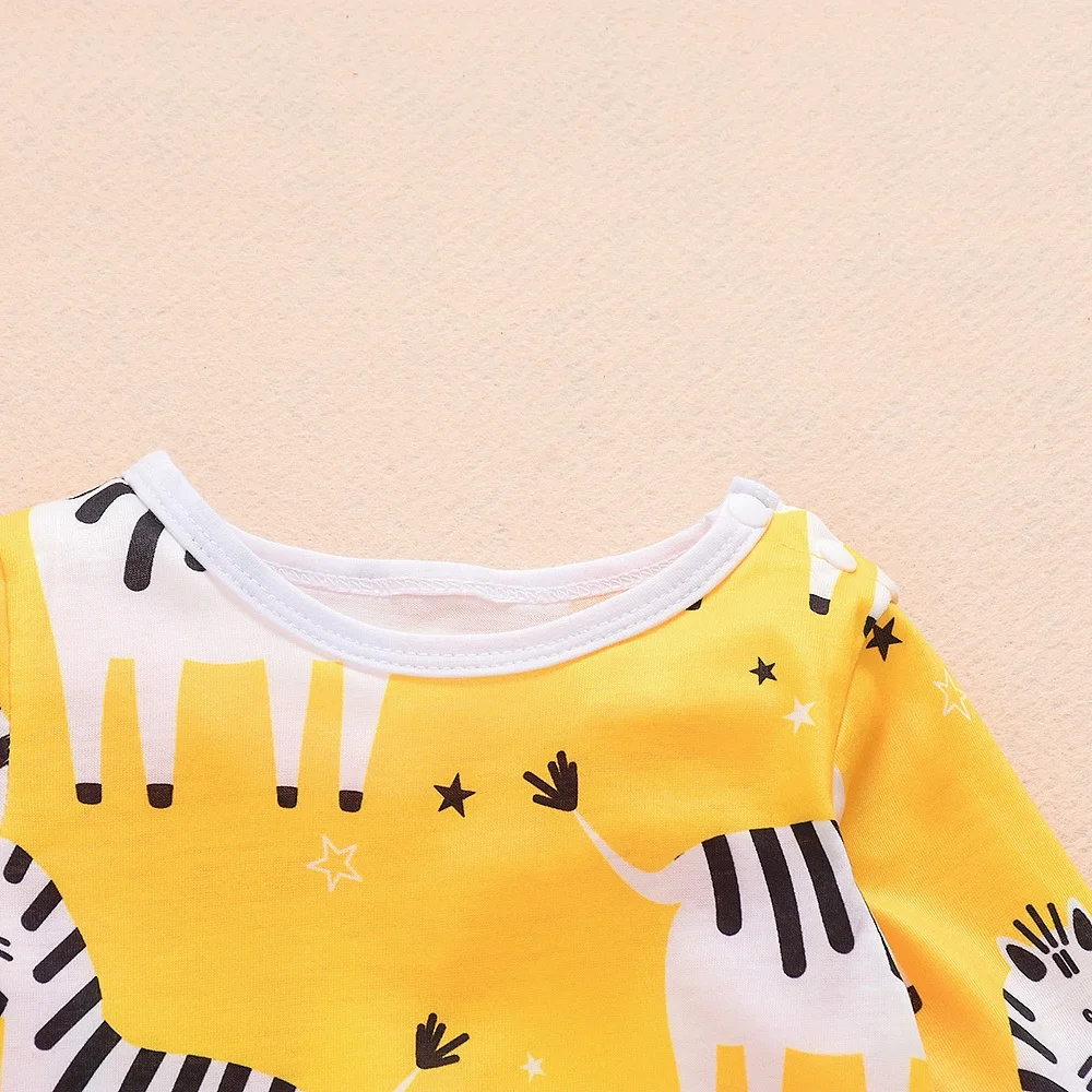 Детский хлопковый комбинезон с длинным рукавом принтом зебры | Мать и ребенок