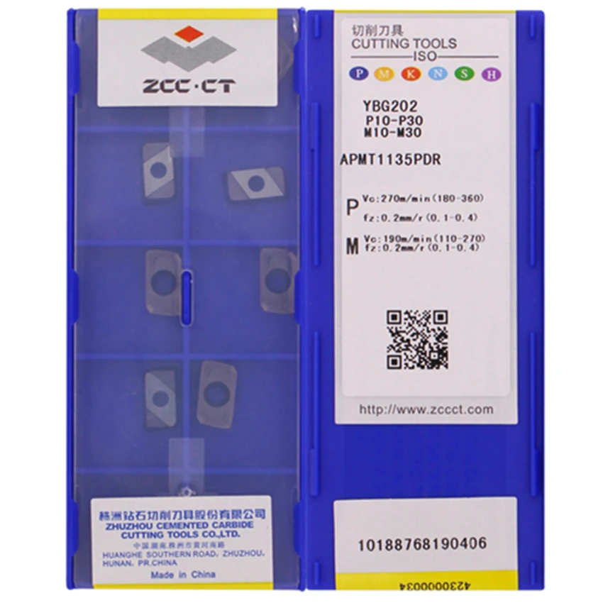 

ZCC.CT APMT1135PDR YBG205 / APMT1135PDR YBG202 / APMT160408PDER YBG202 / APMT160408PDER YBG205 CNC Carbide Inserts 100PCS/BOX