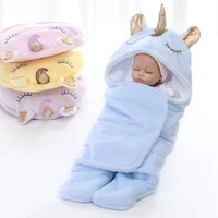 winter hooded unicorn cartoon toddler sleeping bag wool warm swaddle for boys girls baby soft thicken envelope for newbor
