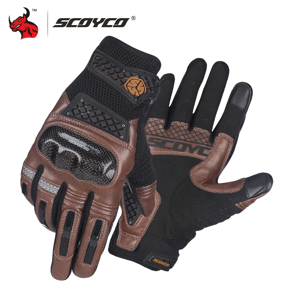 Мотоциклетные перчатки SCOYCO летние дышащие из углеродного волокна для мотокросса