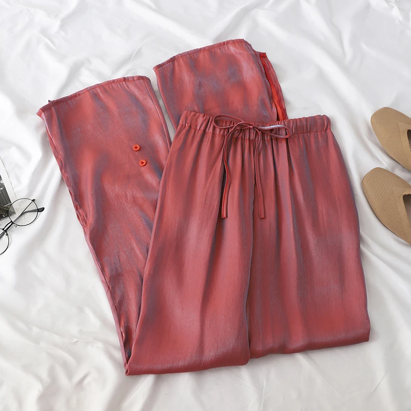 Брюки султанки женские атласные с широкими штанинами и эластичным поясом|Брюки| |