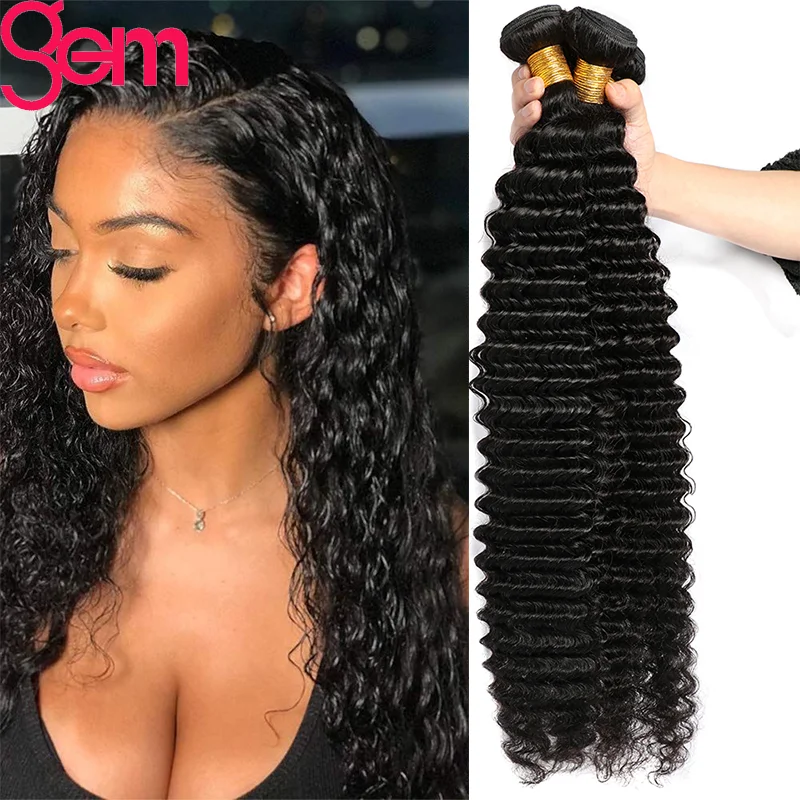 

Deep Wave Bundles Hair Extensions Human Hair For Black Woman1/34 Pcs Brazilian Hair Weave 26 28 30 Inch 3 Bundle Deals 4 Bundles