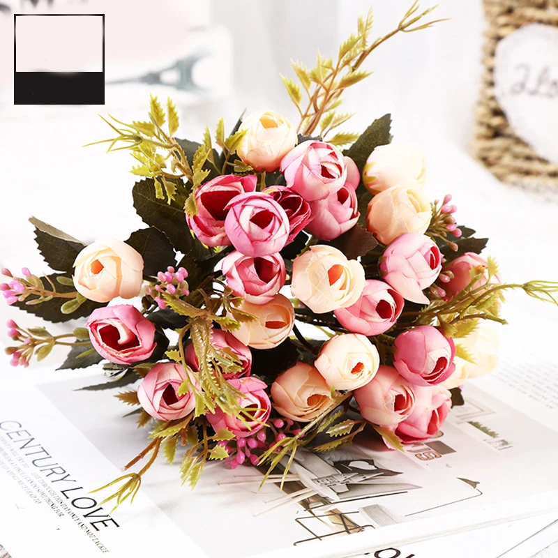 

Artificial flowers for bedroom decoration, fake autumn tea roses, roses and silk, artificial plastic flowers for weddings, home