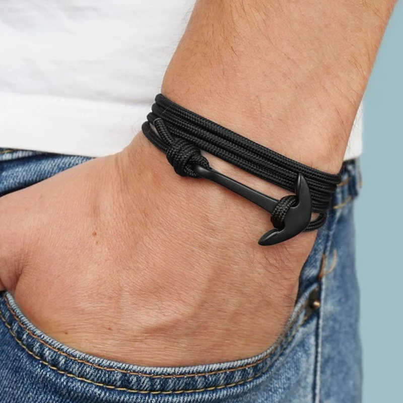 Классический Кожаный браслет с якорем для мужчин 2020 винтажная многослойная