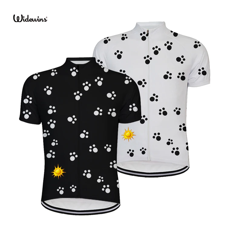 Widewins Cycling Jersey Pro Team Summer Short Sleeve Mountain Bike Jersey Cycling Clothing Bicycle Dog Footprints Road Bike Egg
