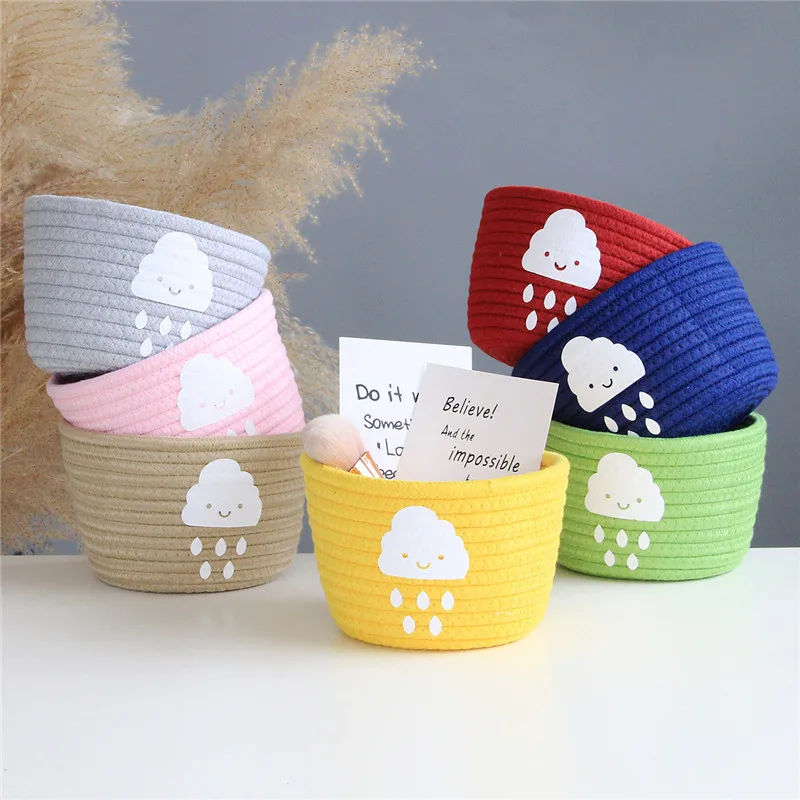 

INS Raindrop Cotton Rope Woven Storage Baskets Nordic Decorative Sundries Storage Box Desktop Cosmetic Containers Toys Organizer