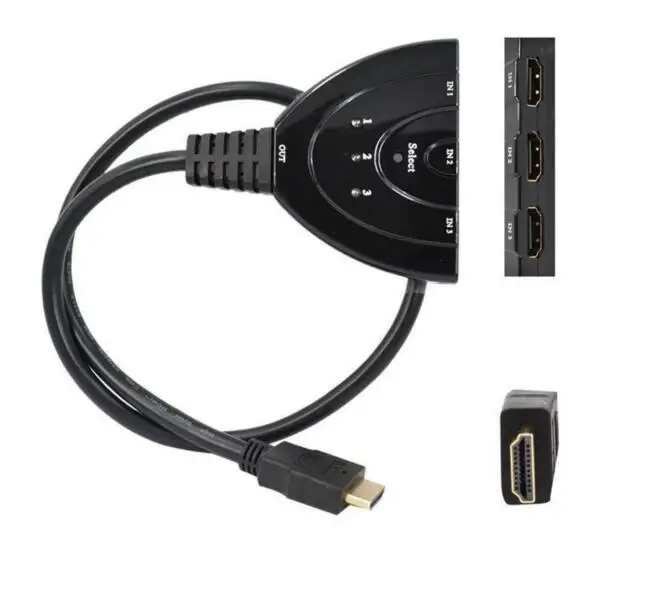 HDMI-совместимый коммутатор 1080P разветвитель концентратор с кабелем для ПК ТВ HD TV DVD