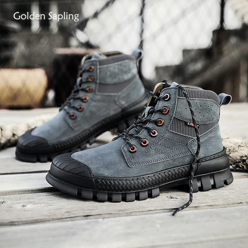 Golden Sapling Tactical Men's Boots Classics Tooling Shoes Fashion Platform Men Casual Footwear Vintage Leisure Military Boots