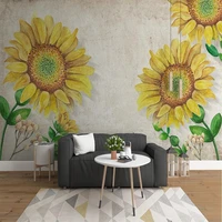 custom 3d photo hand painted retro yellow sunflowers mural wallpaper for kids bedroom living room tv sofa backdrop wall paper