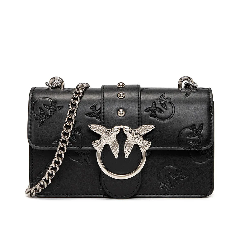 

Новинка 2021, роскошная кожаная сумка с тиснением в виде птицы, сумка-мессенджер на плечо с цепочкой, женская сумка, универсальная сумка с прин...