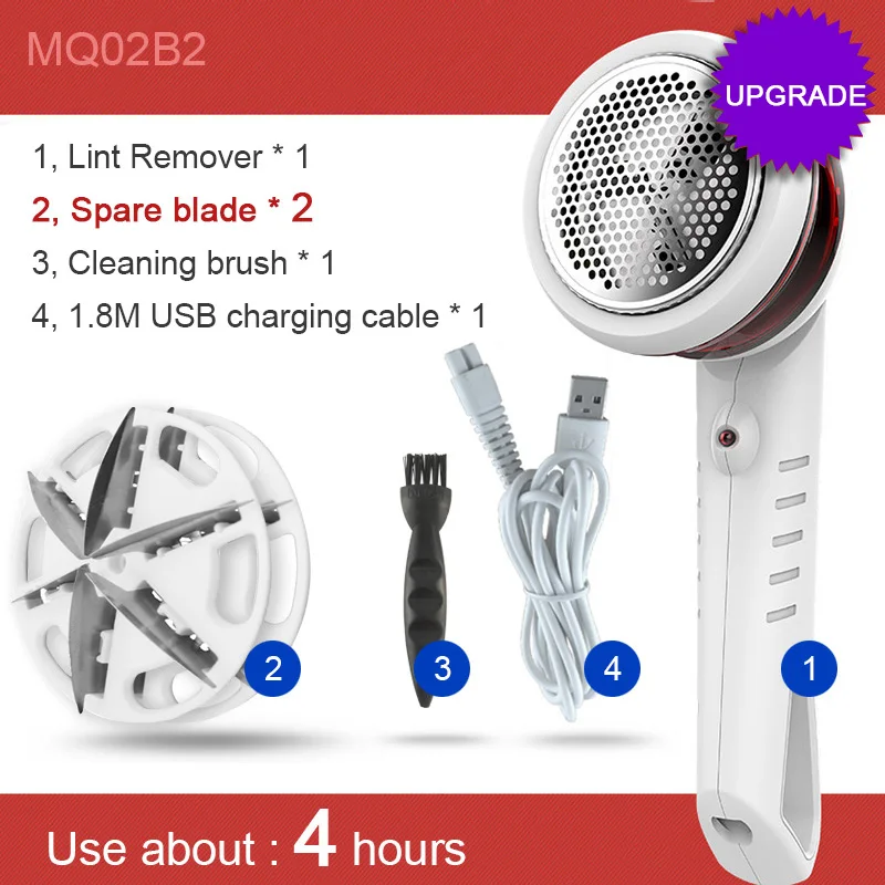 4 hours 2 blade Расширенный 9 Вт средство для удаления ворса, USB Электрический свитер одеть ворсистая шерсть ткань бритва с одеждой пух ковер Чистящая машина Новинка - Цвет: 4 hours 2 blade