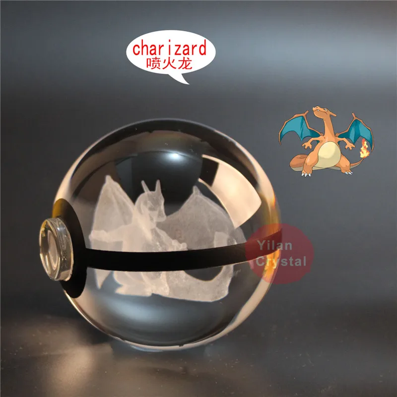 Стиль Pokemon Ball с гравировкой хрустальный шар для подарка с Led светильник