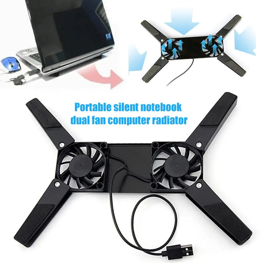 

Portable Mute USB PC Laptop Computer Heat Dissipation Cooler Dual Cooling Fan