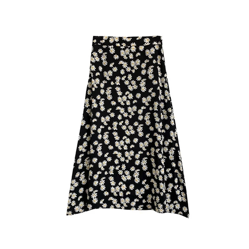 

Elastic band summer high waist skirt female fashion floral daisy 2020 long skirt female Harajuku Korean streetwear