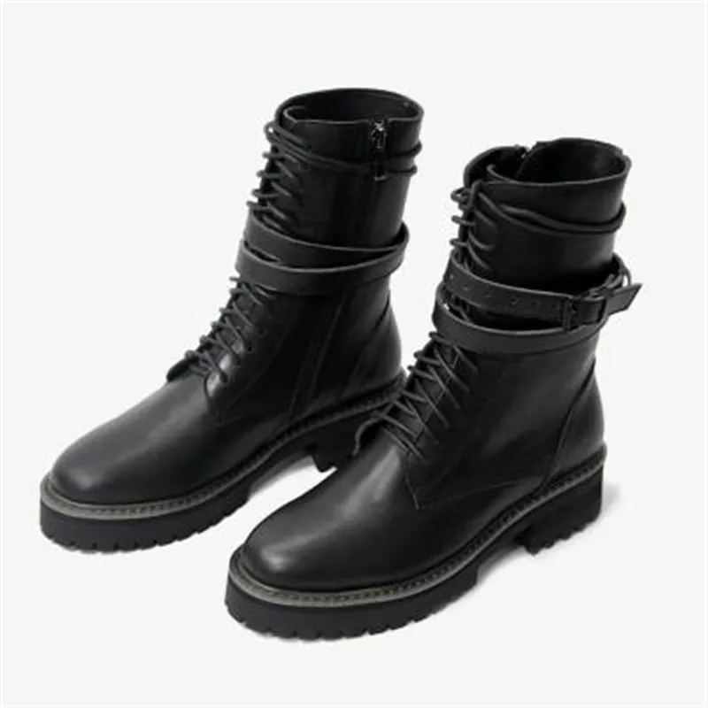 

Punk Leather Boots Women Soft Women's Shoes Ankle Boots Zipper Simple Fashion Spring Winter Women Boots