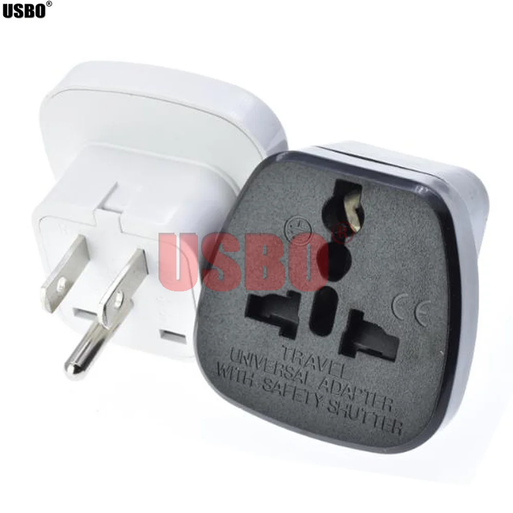 

Black white 10A 250V 3 pin AU UK US EU to USA Canada Mexico Japan travel adapter plug socket convertor with safety door type-B