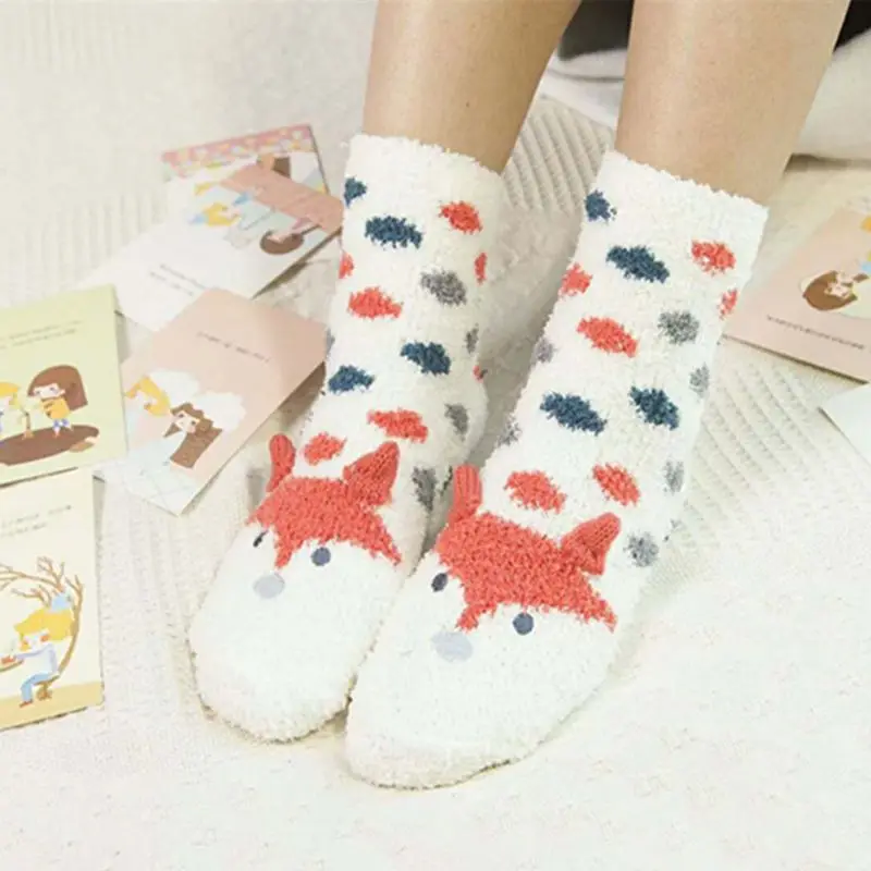Women Girls Colorful Indoors Fluffy Fuzzy Slipper Socks 3D Cute Animals Winter Warm Crew Value Pack | Женская одежда