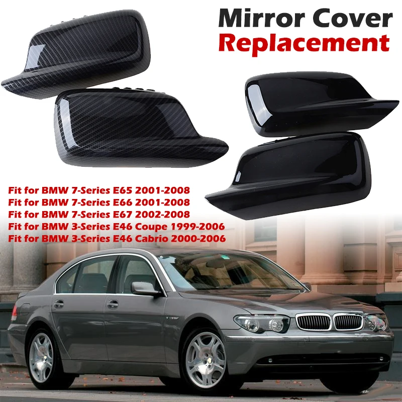Side Rearview Mirror Cap Wing Mirror Cover Fit For BMW 7 Series E65 E66 2001-2008 E67 2002-2008 E46 Coupe Car Accessories