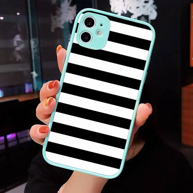 

Beautiful Stripe Phone Case For iPhone 12 11 Mini Pro XR XS Max 7 8 Plus X Matte transparent blue Back Cover