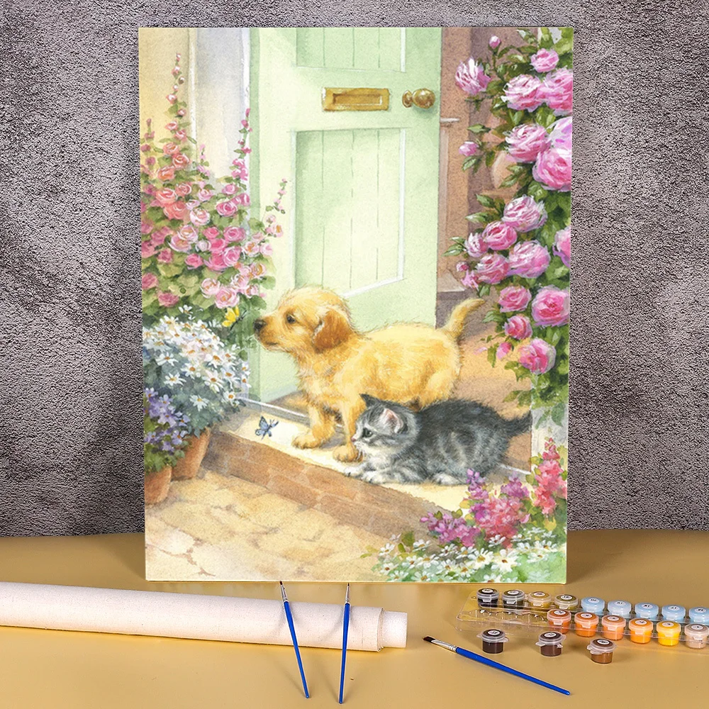 

Животные кошка DIY Краски по номерам посылка акриловые Краски s 40*50 холст картины ручной работы для взрослых оптовая продажа чертеж