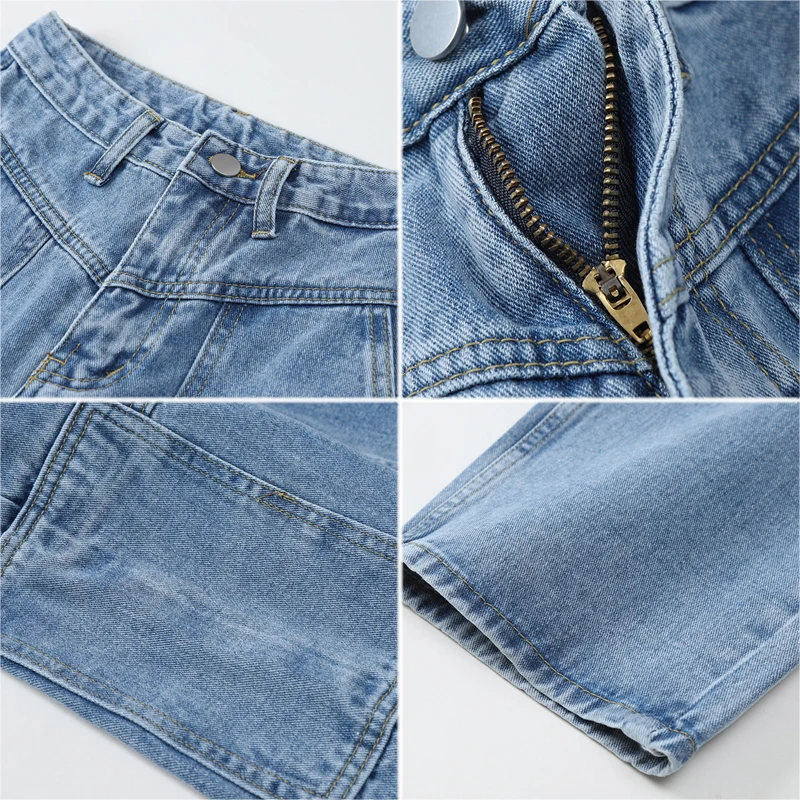 

High Waist Women's Jeans 2021 Summer Clothes New Y2K Streetwear Straight Baggy Long Pants Washed Vintage Femme Denim Trouser