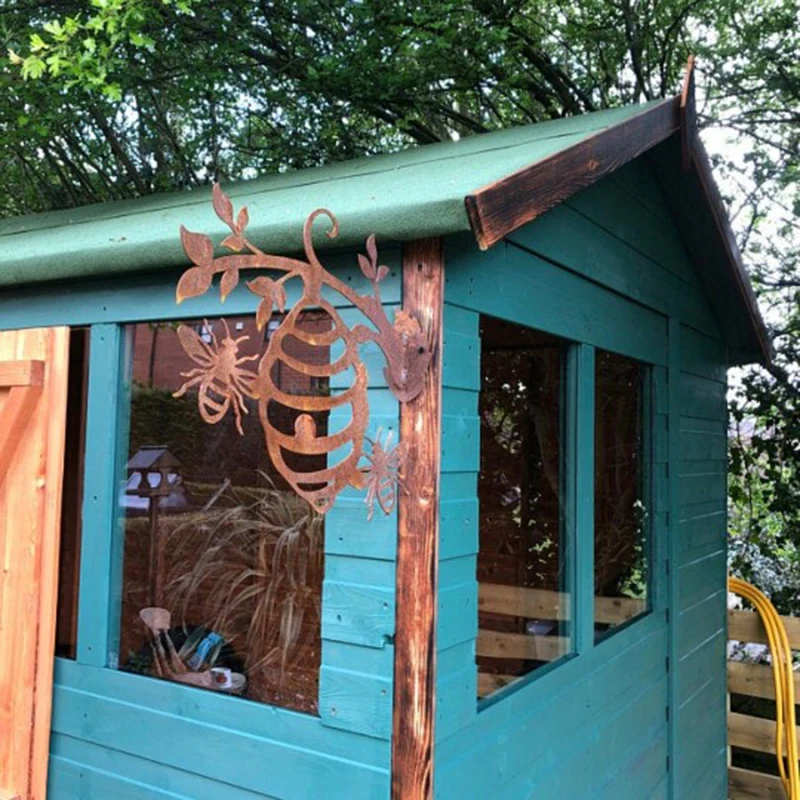 

Father's Day Gift Bee Hive Garden Decor Iron Silhouettes Tree Plug-in Ornament RE