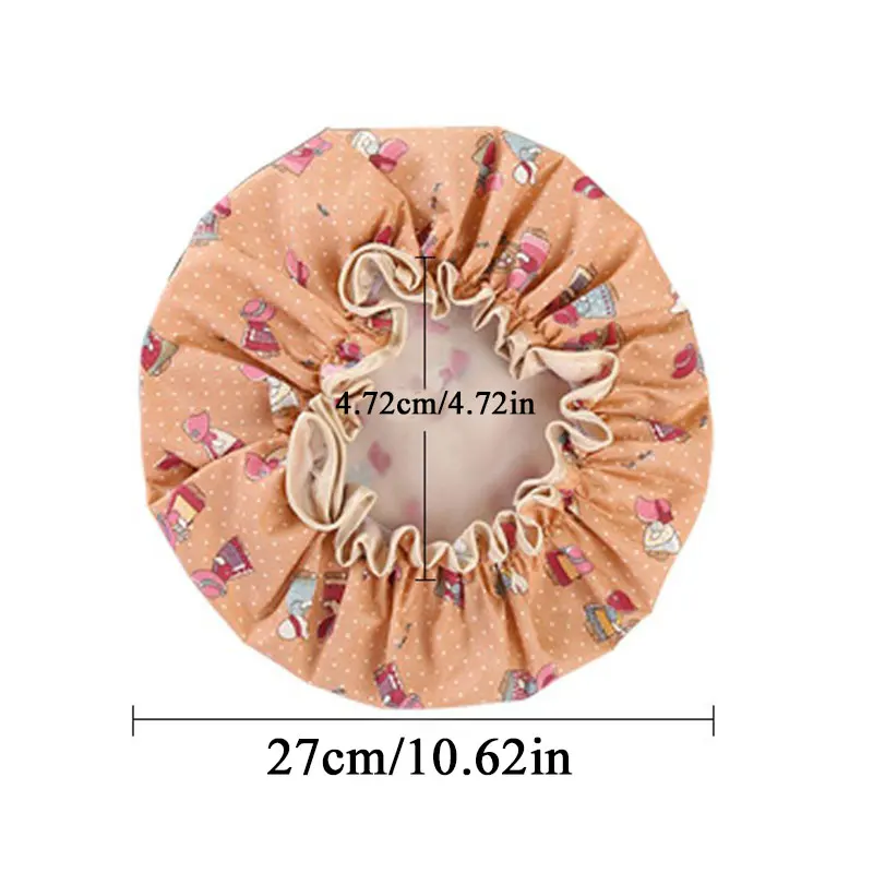 

Women Printed Double Layer Shower Cap Elastic Bathing Caps Anti-Smoke Waterproof Hat Comfortable Multifunction Cute Kitchen Hat