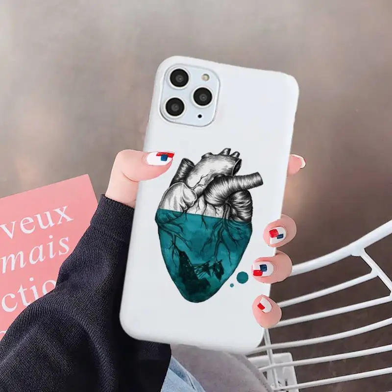 

Creative human heart Phone Case White Candy Color for iPhone 6 7 8 11 12 s mini pro X XS XR MAX Plus