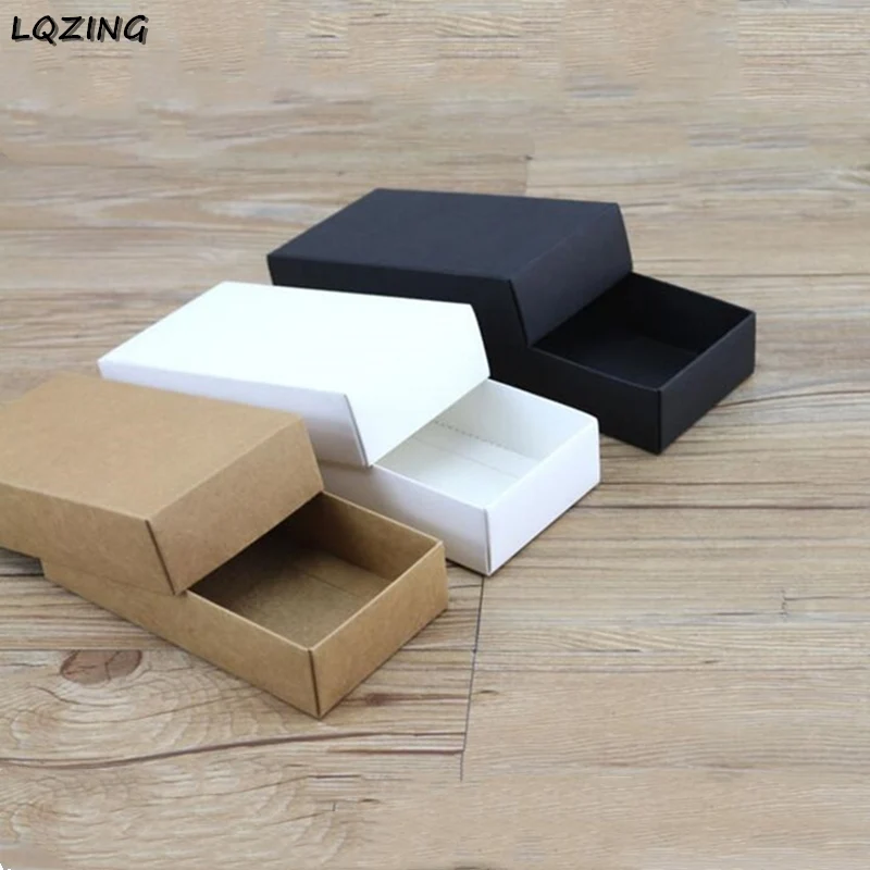 20 шт./лот черно белая подарочная упаковочная коробка из крафт бумаги Пустая
