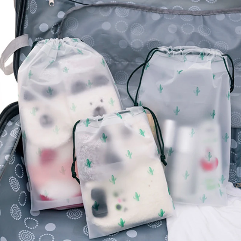 Кактус drawstring маленькая легкая сумка прозрачное матовое водонепроницаемое карманное дорожное платье Сумочка для хранения косметики сумка струнная сумка