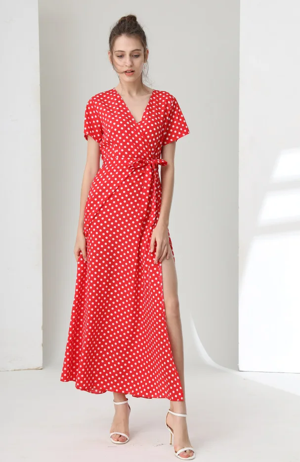 

Dresses for Women ot 2021 European and American New Women's Clothes Sexy Temperament Split V-neck Swing Dress