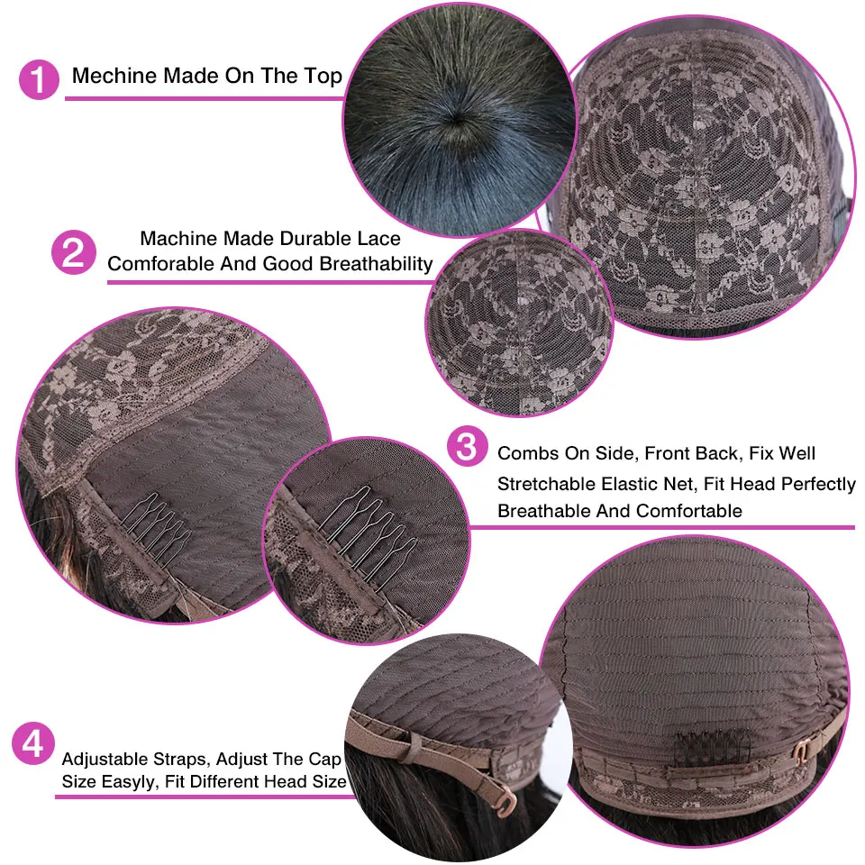 BeQueen Парик с эффектом омбре полностью машинная работа челкой плотность 200%