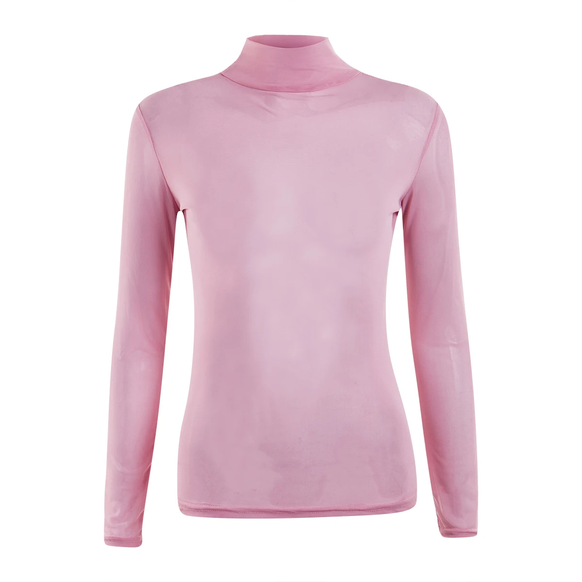 Женская футболка с длинными рукавами однотонная облегающая сетчатая водолазка