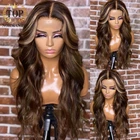 Topnormantic бразильские Remy человеческие волосы парики для женщин хайлайтер цвет тела волны 13X 4 кружевные передние парики с предварительно выщипанной линией волос