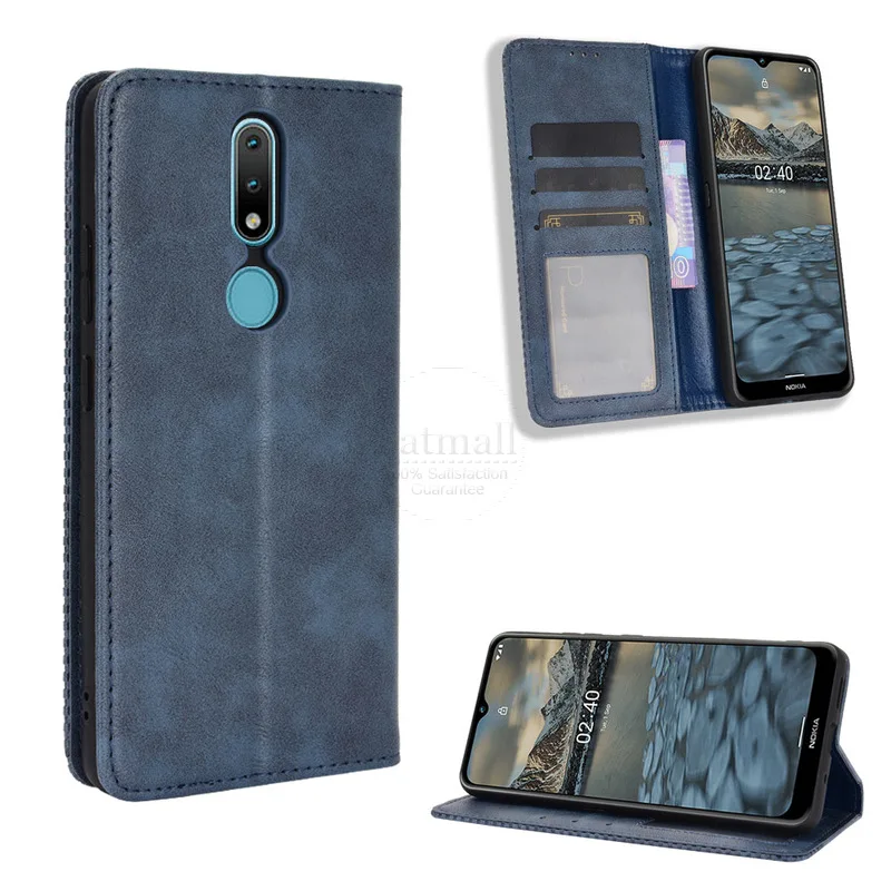 2021 Роскошный чехол-портмоне в ретро-стиле Магнитный откидной кожаный чехол для