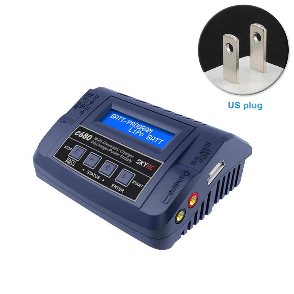 

E680 80W Battery DC Power Supply Discharger 13.8V Balance Charger Portable LCD Plug Smart Protection Tool Mini Cooling Fan