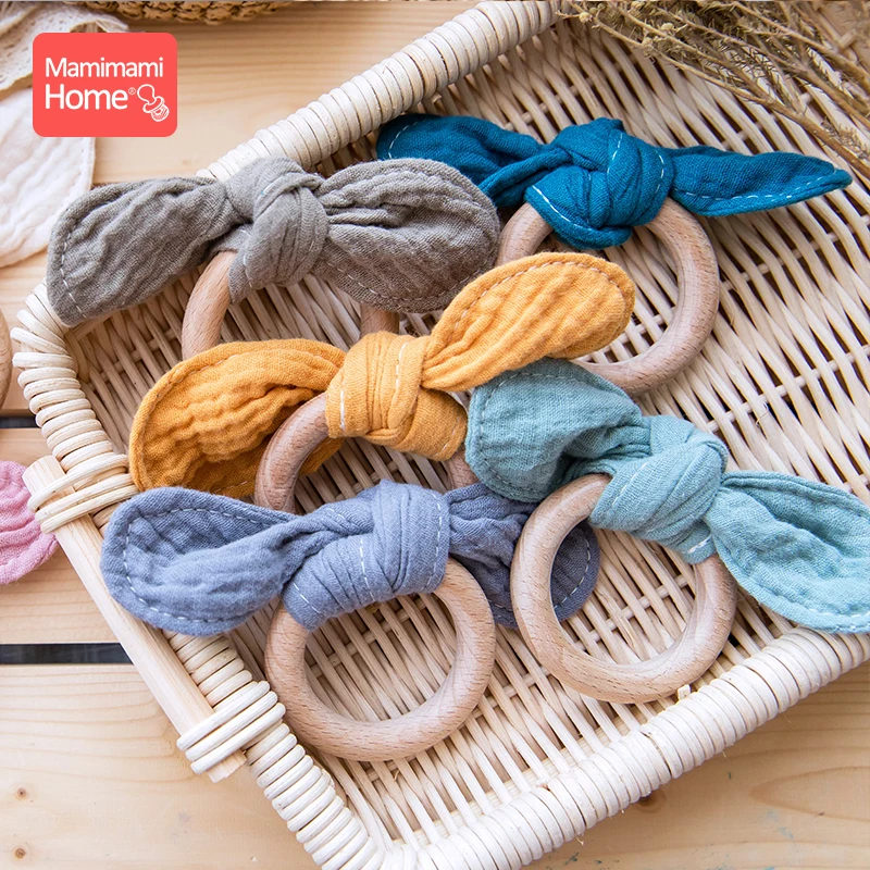 1 шт Детские деревянный Прорезыватель для зубов с заячьими ушками погремушка