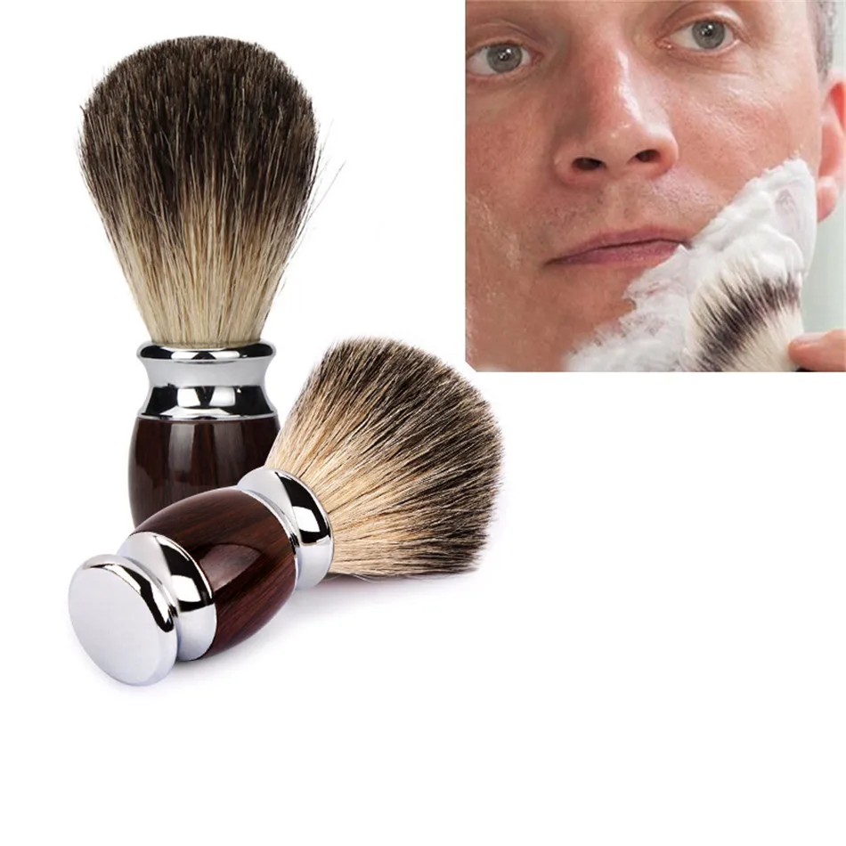 Qshave, Мужская щетка для бритья из чистого барсука, дерево,, для бритвы, безопасная, прямая, Классическая, безопасная бритва, деревянная, для бритья, Мужская щетка