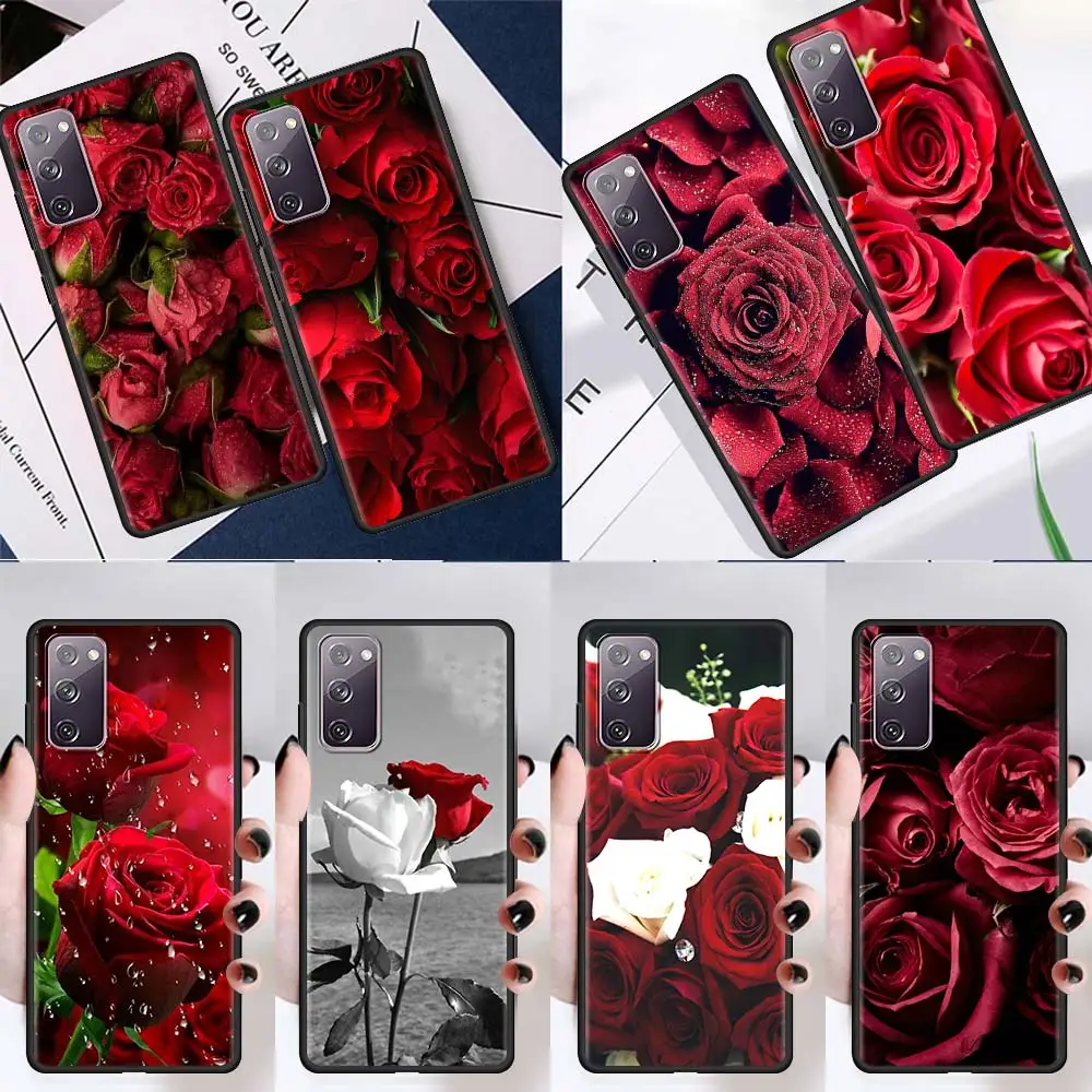 

Soft Tpu Case For Galaxy S20 FE S21 S10 S9 Plus S8 S10e Shell for Samsung Note 20 Ultra 10 Lite 9 Cover Rose Flower