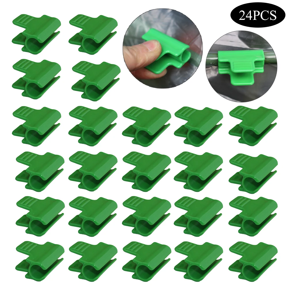

24PCS Pipe Clamps for Outer Diameter 11mm Plant Stakes Greenhouse Shelters Film Row Cover Shading Netting Tunnel Hoop Clips