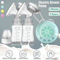 3 mode double electric breast pumps powerful nipple suction massage lactation usb automatic milker with milk bottle bpa free