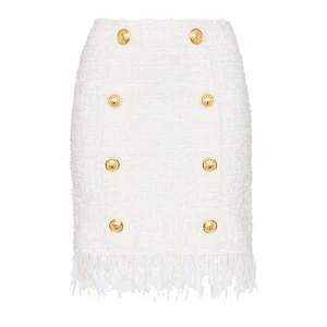 Женская твидовая юбка, с кисточками и пуговицами в виде льва, на осень и зиму, 2021