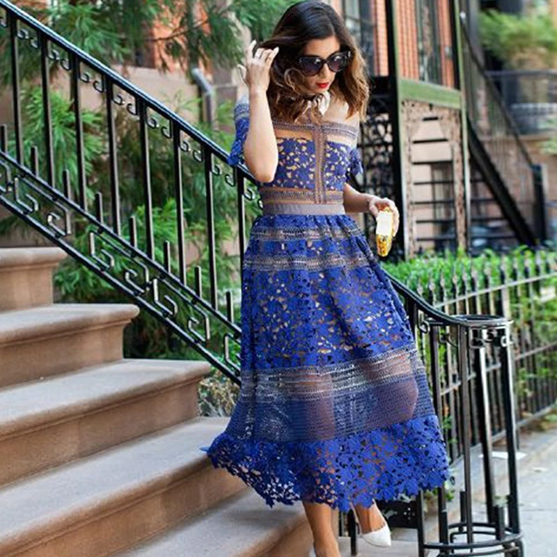 Женское длинное платье с отложным воротником вечерние жевное ажурное в стиле