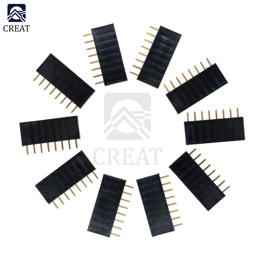 

10 шт., 1x8, однорядный, 8-контактный разъем PCB, гнездовой разъем, 2,54 мм, 8-контактный, 8-контактный, 3 мм, Длина штифта «сделай сам», 8 P