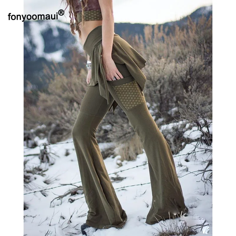 Женские облегающие брюки клеш юбка асимметричной длины в готическом стиле