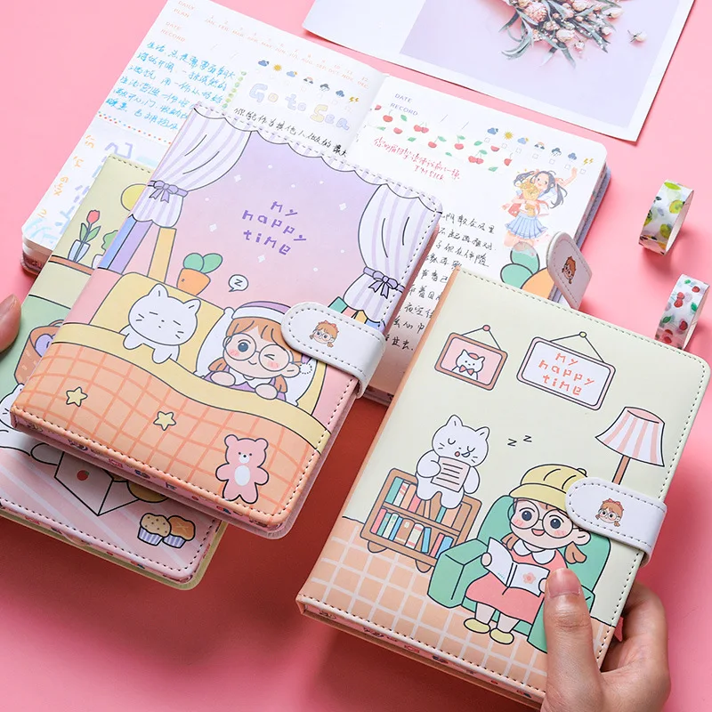 Kawaii Hippo Notebook PU Cover Line/Dot Page 224 Pages Diary DIY planner Weekly journal sketchbook School supplies | Канцтовары для