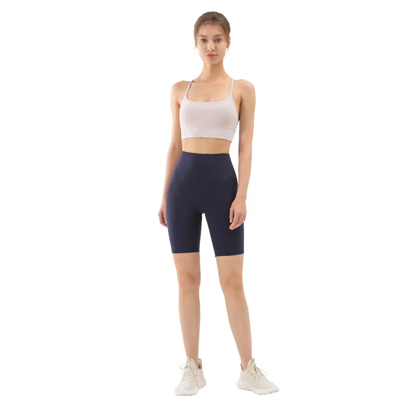 

Summer no embarrassment line fitness pants female high waist thin peach hip five-point tight yoga shorts sports cycling pants