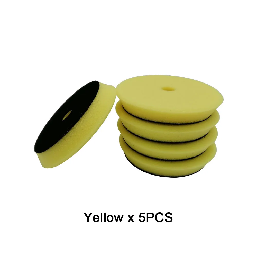 Yellow x 5pcs 6 дюймов полировальные накладки Rupes Европа Губка различной твердости полировка автомобиля губка для Двойного Действия Полировщик - Цвет: Yellow x 5pcs
